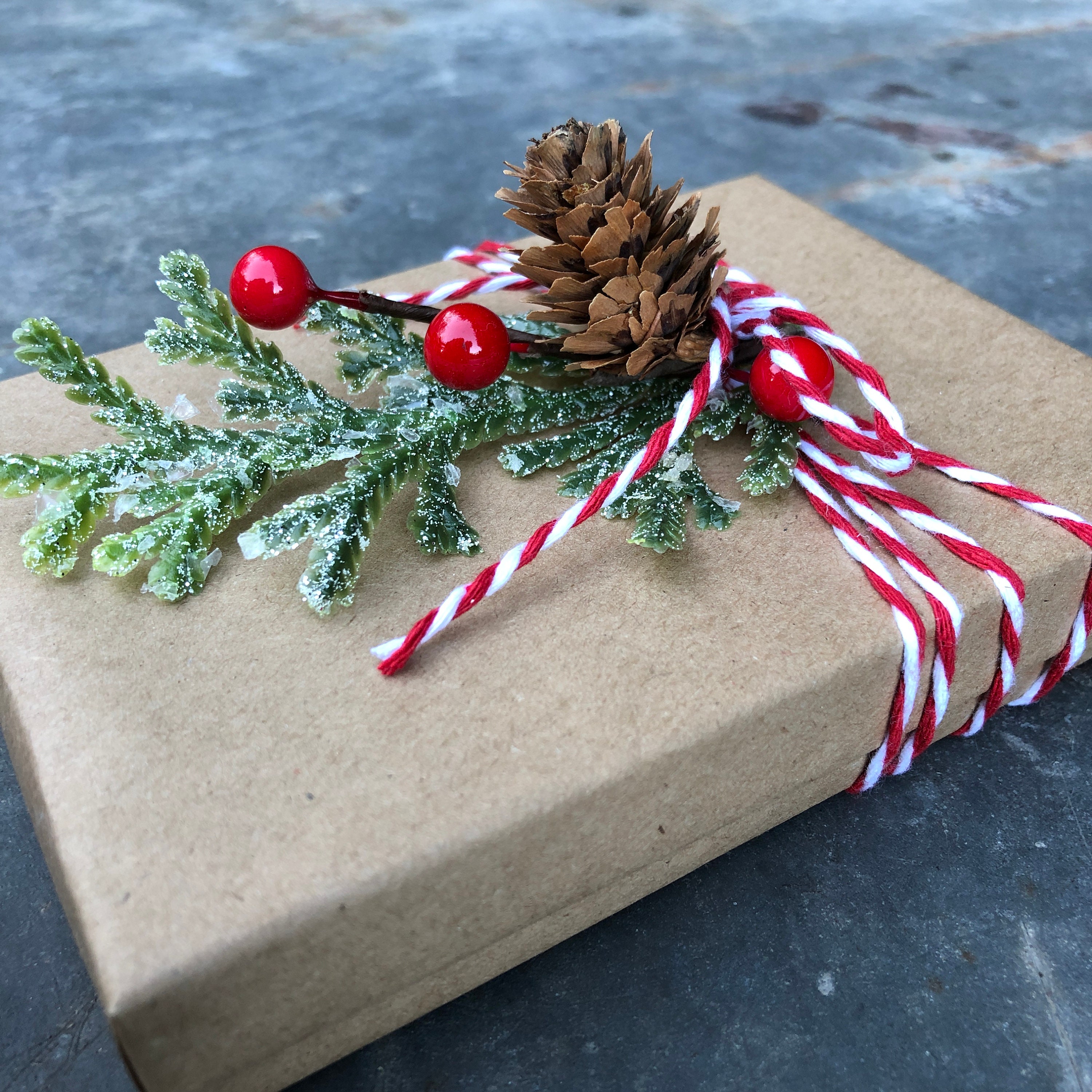 Candy cane prewrapped small gift box rustic holiday gift Etsy