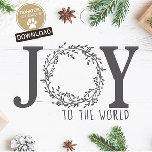 Joy To The World SVG - France Christmas svg - France Wreath svg - France Signe de Noel svg chemise de Noel svg Cricut, Silhouette - Plus d'autres utilisation commerciale
