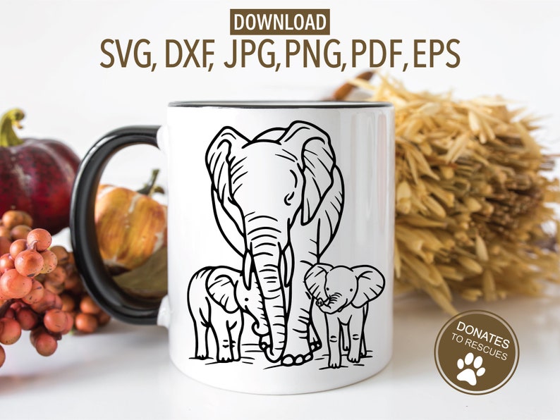 Download Mama and two Baby Elephants Clipart SVG Cricut Silhouette ...