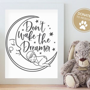 Maak de Dreamer svg niet wakker | jongen kinderdagverblijf svg | kinderdagverblijf svg | zoete dromen | goede nacht | slaapkamer svg | droom grote kleine | baby jongen svg