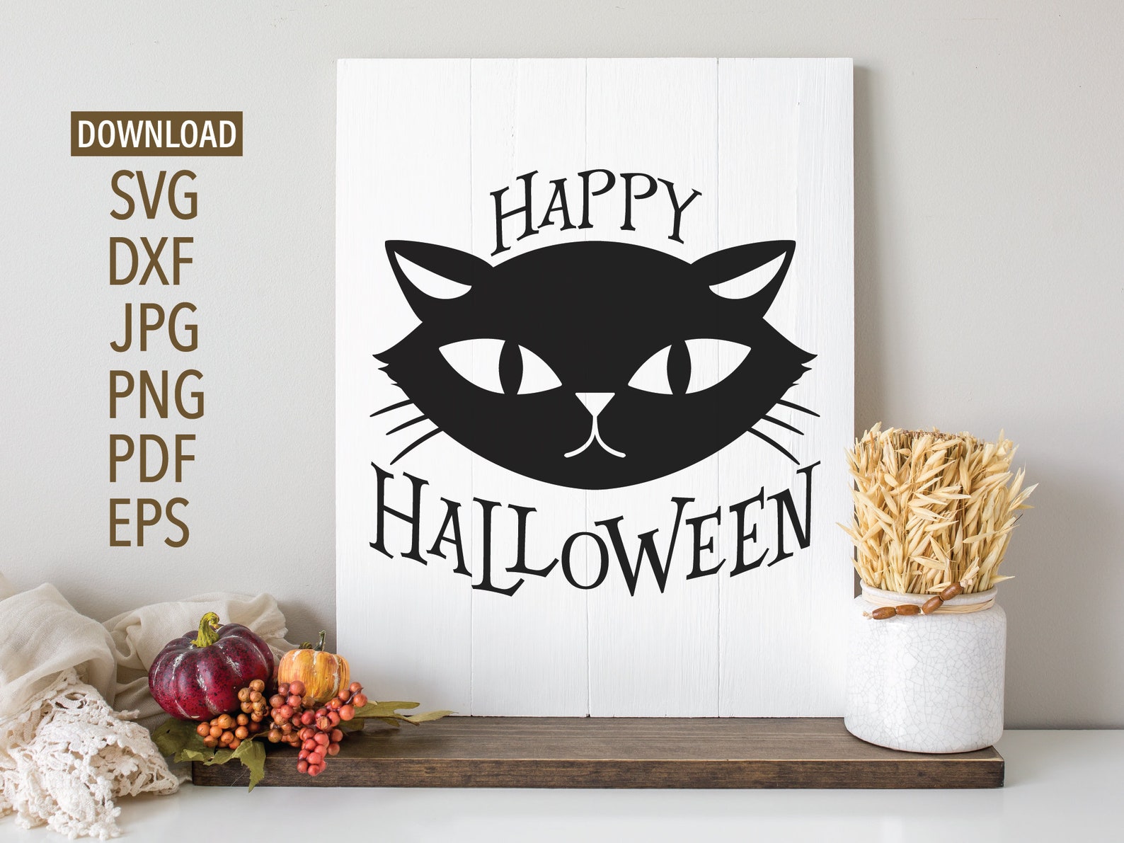 Happy Halloween Black Cat Face SVG | Happy Halloween Svg | Black Cat ...