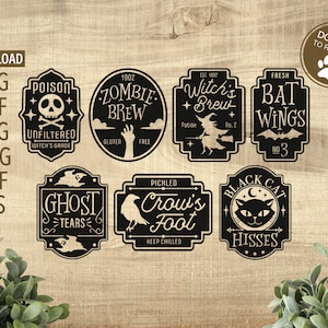 Halloween Label SVG Bundle | Cricut, Silhouette + More | Commercial use svg | Halloween svg | witch's brew svg | Ghost svg | Bat svg |