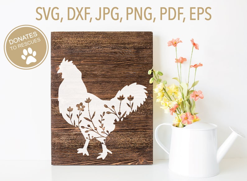Download Floral Chicken Silhouette SVG chicken svg Floral chicken | Etsy