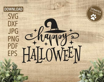Glücklich Halloween SVG | Halloween-Zeichen Svg | Halloween Svg | cricut, Silhouette + mehr | Halloween-Shirt Svg | Hexe Hut Svg | Hexe svg