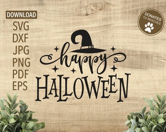 Happy Halloween SVG | Halloween sign svg | Halloween svg | cricut, Silhouette + more | Halloween shirt svg | witch hat svg | witch svg