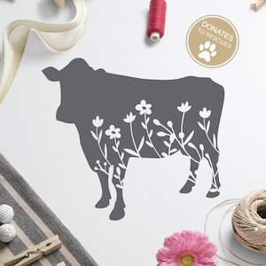 Floral cow Silhouette SVG | Cricut, Silhouette | cow svg | Floral cow SVG | cow cut file | cow paper cut file | cow clipart svg | floral svg