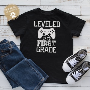 Leveled up to First Grade SVG | Back to School SVG | school svg | teacher svg | Cricut, Silhouette + more | first day of school | cut file