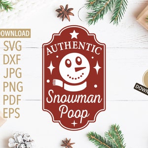 Snowman Poop Funny Christmas label SVG | Cricut, Silhouette + More | Christmas gift svg | christmas label cut file | funny christmas svg png