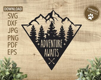 Adventure Awaits SVG | Adventure svg | adventure shirt svg | DXF | Adventure | camping svg | camping | Hiking | Exploring | Commercial Use