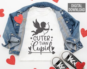 Cuter than Cupid SVG | Valentine's day svg | Cricut, Silhouette + More | Valentine svg | kid's Valentine svg | Valentines day shirt svg dxf