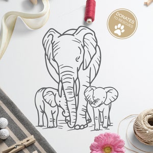 Mamá y dos bebés elefantes Clipart SVG / Cricut, Silhouette + Más / Elefante SVG / mamá y bebé svg / bebé elefante clipart / 2 niños svg