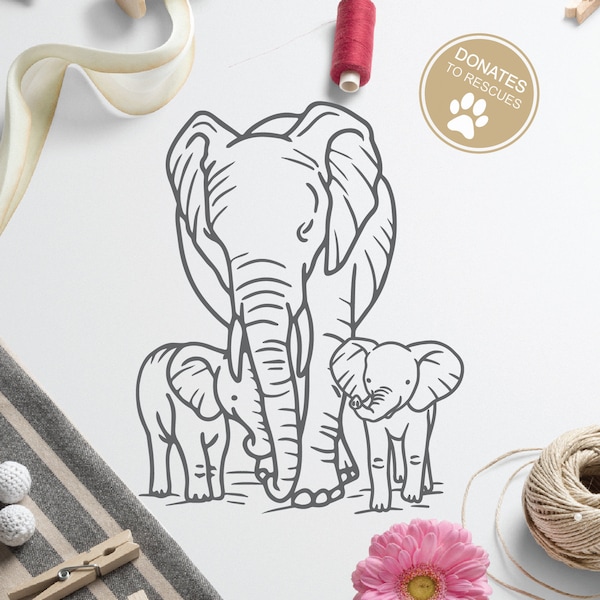 Mama and two Baby Elephants Clipart SVG | Cricut, Silhouette + More | Elephant SVG | mama and baby svg | baby elephant clipart | 2 kids svg