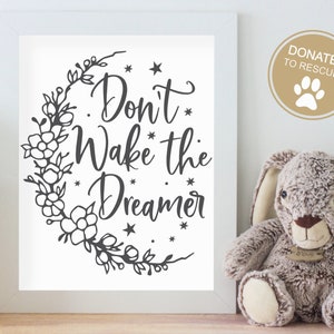 Wecken Sie nicht den Träumer Svg | Kindergarten Svg | Floral Mond Svg | süße Träume | gute Nacht | Schlafzimmer Svg | Traum große kleine | Baby Svg