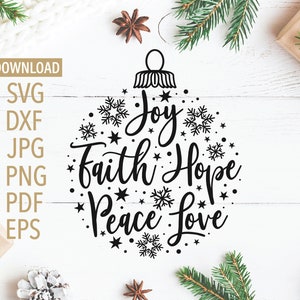 Christbaumschmuck SVG | Freude, Glaube, Hoffnung, Frieden, Liebe | Cricut, Silhouette + Mehr | Weihnachten SVG | Weihnachts t shirt svg | dxf png
