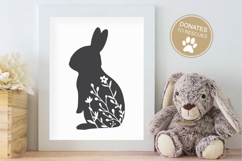 Download Floral Rabbit Silhouette SVG Floral Bunny SVG Spring svg ...