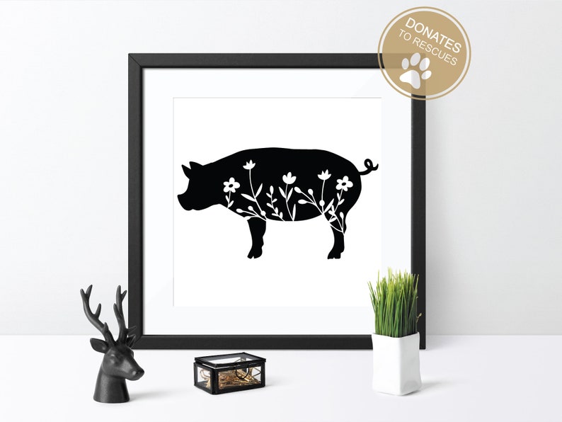 Download Floral pig Silhouette SVG Cricut Silhouette pig svg | Etsy