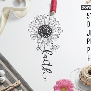 Faith Sunflower SVG | Sunflower clipart svg | Cricut, Silhouette + More | flower svg | summer svg | floral svg | faith svg | sunflower png