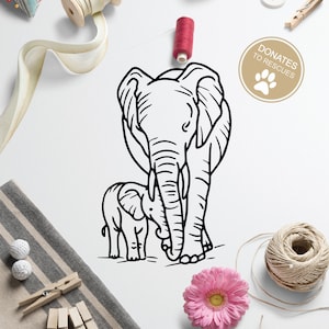 Mamãe e bebê elefante Clipart SVG | Cricut, silhueta e mais | Elefante SVG | mamãe e bebê svg | clipart svg | elefante | elefante bébé