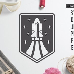 Retro Space Shuttle Abzeichen Variante SVG | Cricut, Silhouette + Mehr | Space svg | Kinder Weltraum svg | Astronaut svg | Space Shuttle svg