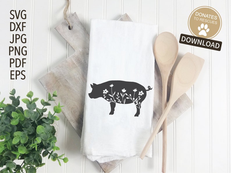 Download Floral pig Silhouette SVG Cricut Silhouette pig svg | Etsy