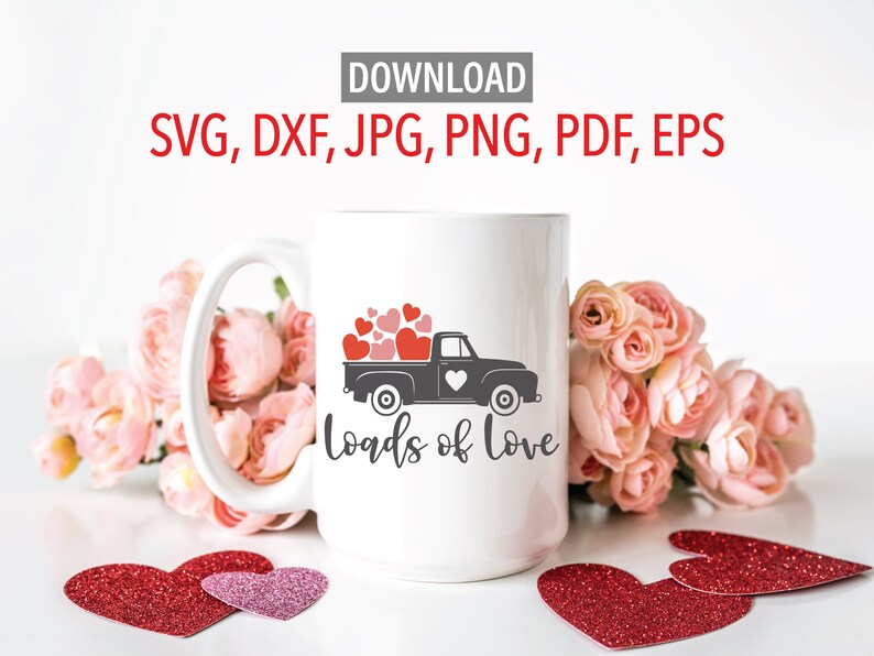 Download Loads of love svg Valentines vintage Truck svg Cricut | Etsy