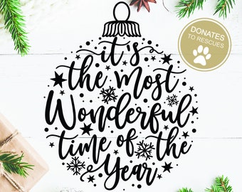 It's The most wonderful time of the year Ornament Holiday SVG | Christmas shirt svg | DXF | Silhouette | Cricut | Christmas | Commercial use