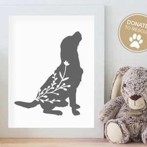 Blommig hundsilhuett SVG | Perfekt för pappersklipp, htv + mer | Hundclipart | hundsvg | hundälskare | blommig svg | bladverk | bladverkhund bild 6