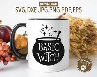 Strega di base SVG Divertente SVG di Halloween Cricut, Silhouette Strega SVG svg streghe Camicia di Halloween svg magia svg