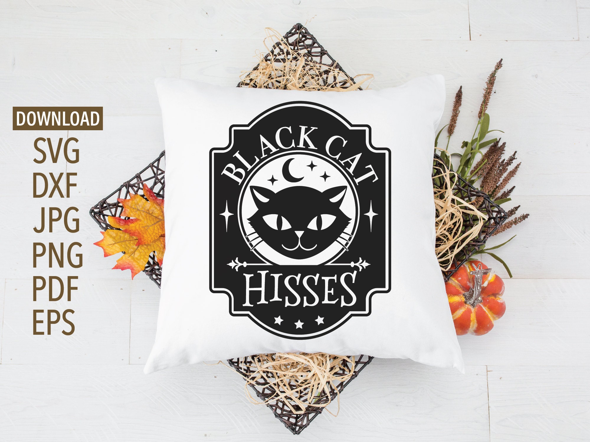 Black Cat Hisses Halloween Label SVG | Cricut, Silhouette + More