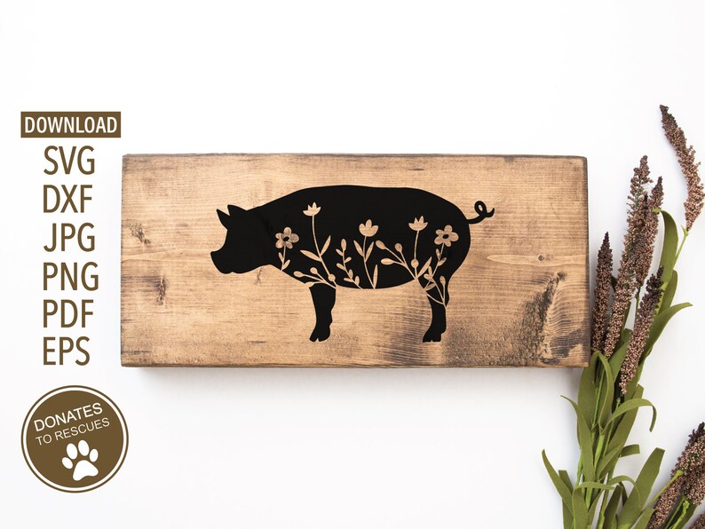 Download Floral pig Silhouette SVG Cricut Silhouette pig svg | Etsy