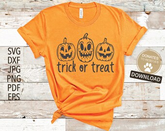 Trick or Treat Pumpkins Halloween SVG | fun trick or treating shirt SVG | Instant Download | cricut, silhouette + more | halloween svg