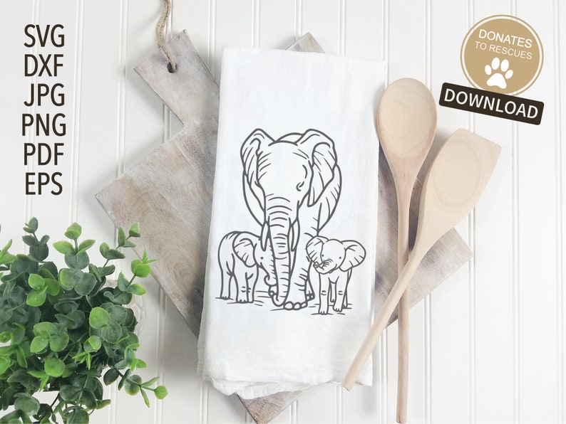 Download Mama and two Baby Elephants Clipart SVG Cricut Silhouette ...
