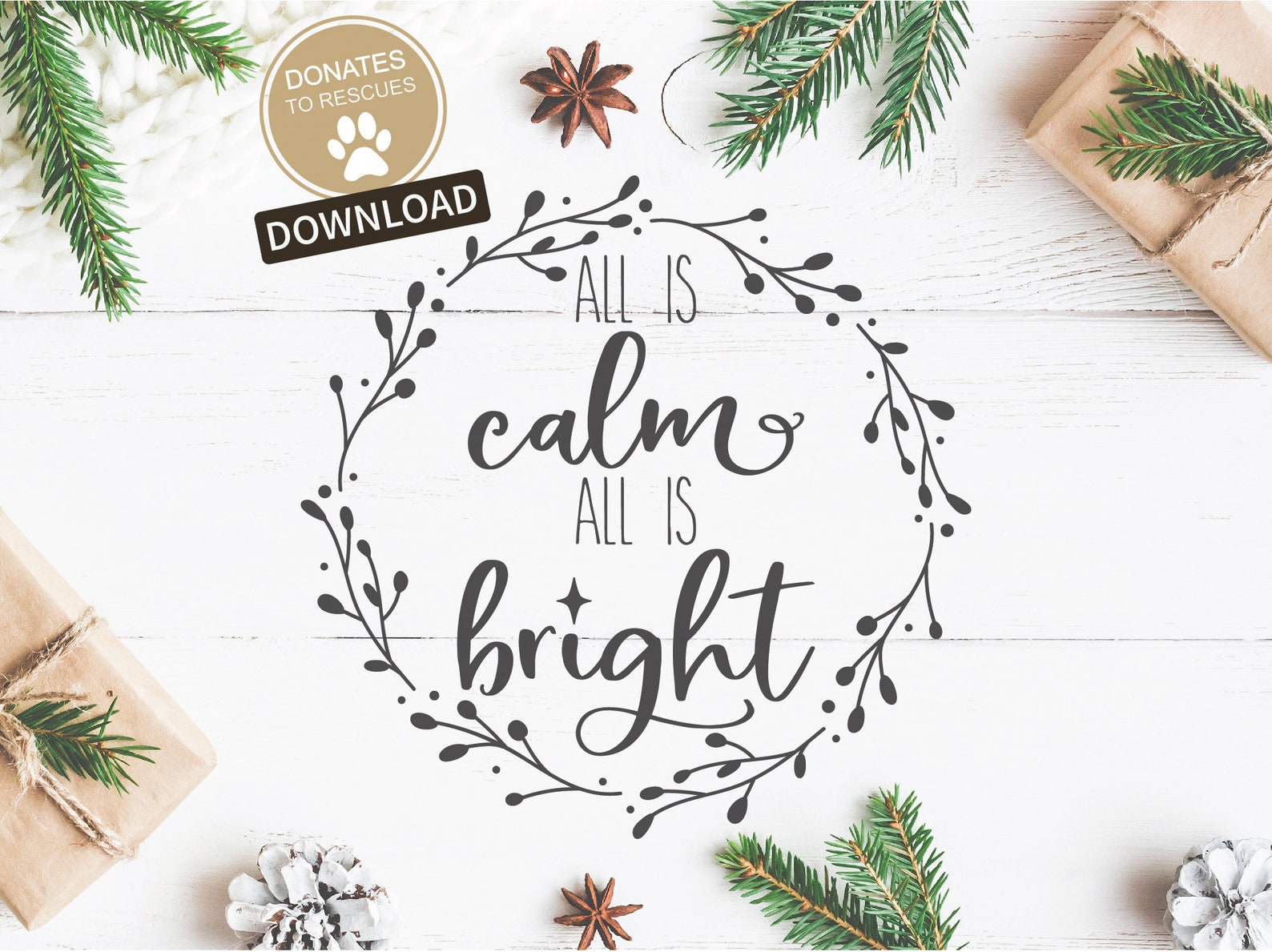 All is Calm All is Bright SVG | Cricut, Silhouette + More | All is Calm ...