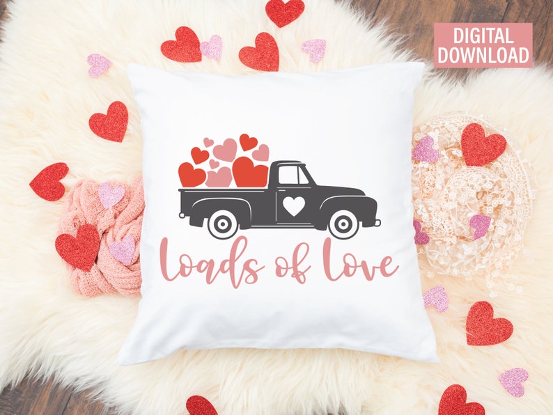 Download Loads of love svg Valentines vintage Truck svg Cricut | Etsy