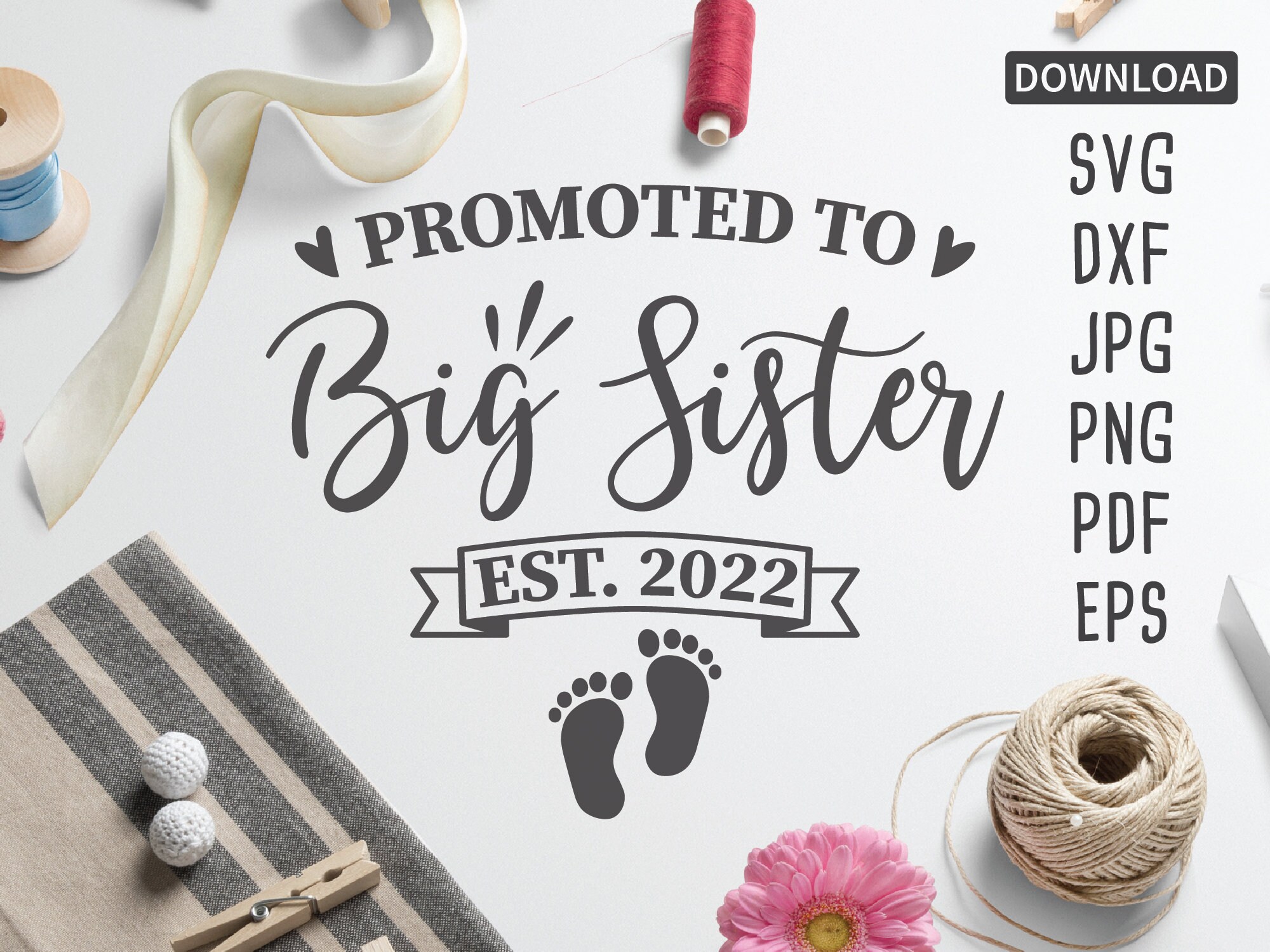 Promoted to Big Sister Est. 2022 SVG New Sister Svg Family - Etsy