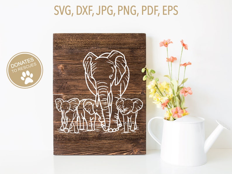 Download Mama and Three Baby Elephants Clipart SVG Cricut ...