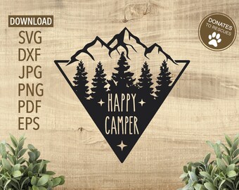 Happy Camper SVG | Cricut, Silhouette + More| Camping Svg | printable | Cricut cut file | SVG | Camper | Camping | Explore | Exploring | Dxf
