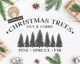 Christmas Trees Cut & Carry Christmas Sign SVG | Cricut, Silhouette + More | Christmas svg | cut and carry svg | tree farm svg | Winter svg