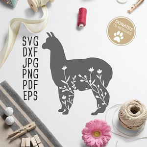 Lama Floral silhouette SVG | Lama svg | Lama floral SVG | Fichier de coupe de Lama | papier découpé fichier | Lama clipart svg | floral svg | Cricut