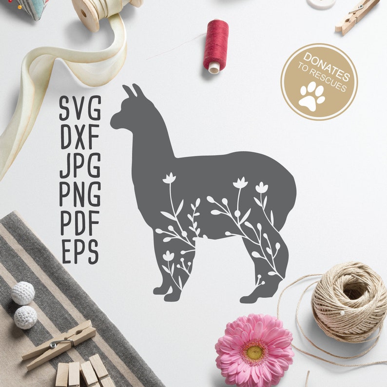 Download Floral Llama Silhouette SVG llama svg Floral Llama SVG | Etsy