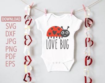 ラブ バグ SVG | バレンタイン デー SVG | キッズ バレンタイン SVG | ハッピー バレンタイン デー SVG | てんとう虫 SVG | ラブ SVG | Cricut、Silhouette など