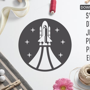 Retro Space Shuttle Badge SVG | Cricut, Silhouette + More | Space svg | outer space svg | astronaut svg | space shuttle svg | kids svg | dxf