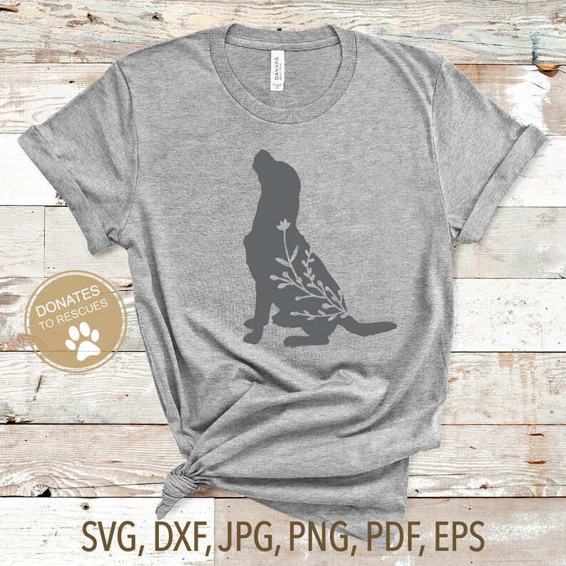 Blommig hundsilhuett SVG | Perfekt för pappersklipp, htv + mer | Hundclipart | hundsvg | hundälskare | blommig svg | bladverk | bladverkhund bild 7