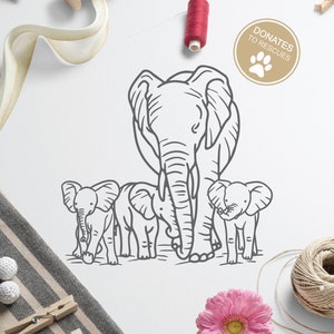 Mama en Drie Baby Olifanten Clipart SVG | Cricut, Silhouette + Meer | Olifant SVG | mama en baby | baby olifant clipart | 3 kinderen svg