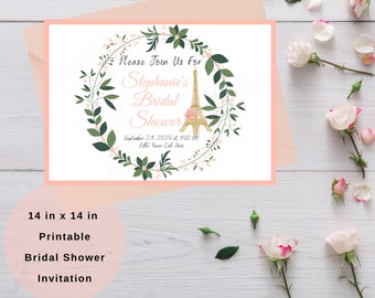 Paris Eiffeltoren Baby Shower Uitnodiging- Aangepaste Parijs Thema Uitnodigen-Gepersonaliseerde Paris Party Invitation- Afdrukbare Baby Shower