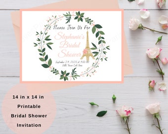 Paris Eiffel Tower Baby Shower Invitation- Custom Paris Theme Invite-Personalized Paris Party Invitation- Printable Baby Shower