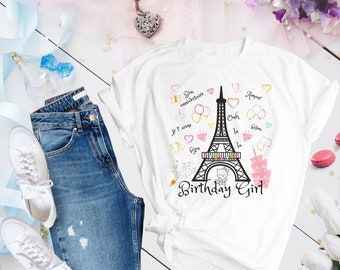 Paris Birthday Girl- Youth Size - Eiffel Tower- Take Me To Paris  Girls Paris Graffic T- Shirt