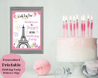 Signe personnalisé d’anniversaire de Paris- Paris Signe de fête de thème - Paris Tour Eiffel Anniversaire- Jour à Paris- Emmenez-moi à l’approvisionnement de fête d’anniversaire de Paris