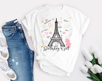 Women's -Take Me to Paris  Birthday Shirt - Short-Sleeve Paris Lovers Shirt- Women's  Eiffel Tower Graffic T-Shirt- Birthday Girl Shirt