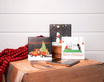 Christmas Coasters - Christmas Coaster Set - Unique Christmas Gifts - Christmas Drink Coasters - Ceramic Tile (Set of 4)